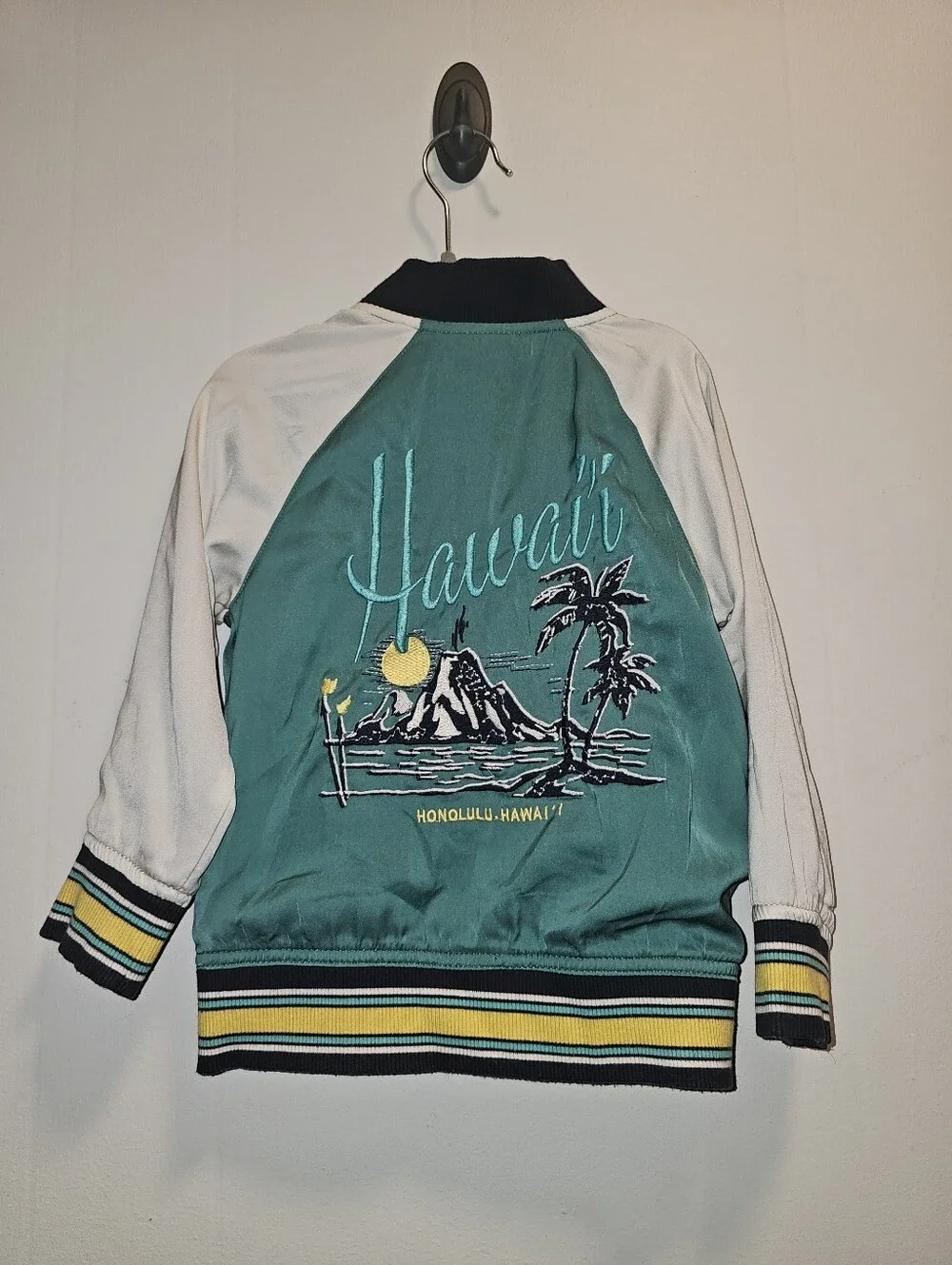 EUC | 3T | OshKosh | Teal Navy Reversible Hawaii Tropical Bomber Jacket